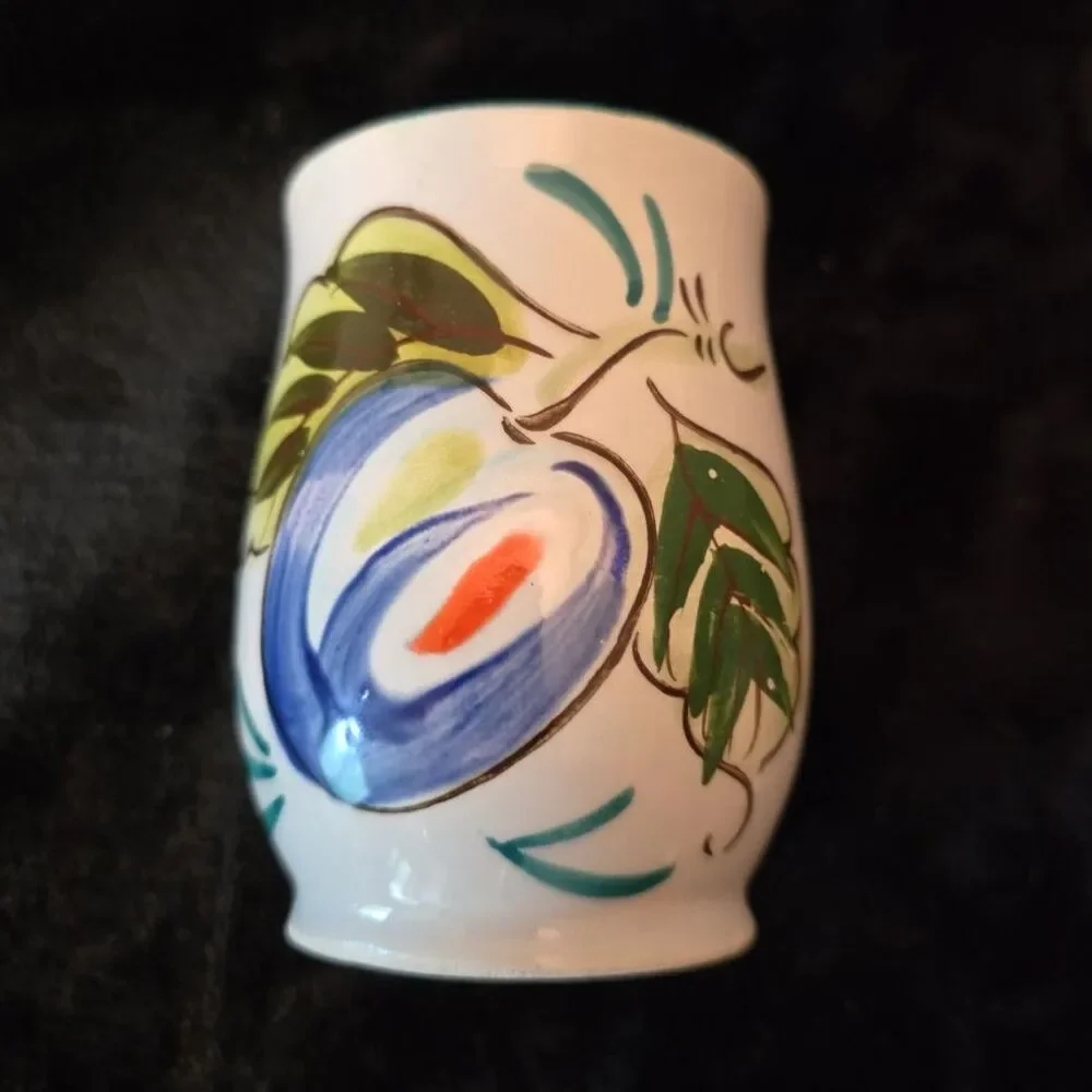 Hand Painted Italy Tuscan Small Ceramic Tumblers Cups Fruit - Set of 3 - E1240